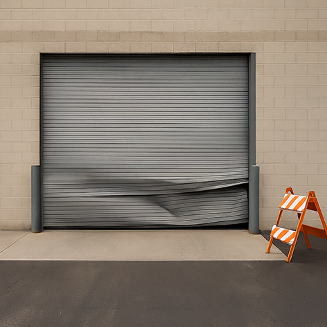 Commercial garage door before repair