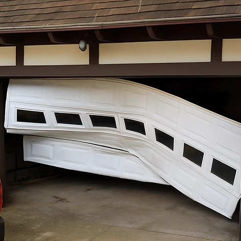 Garage door before repair